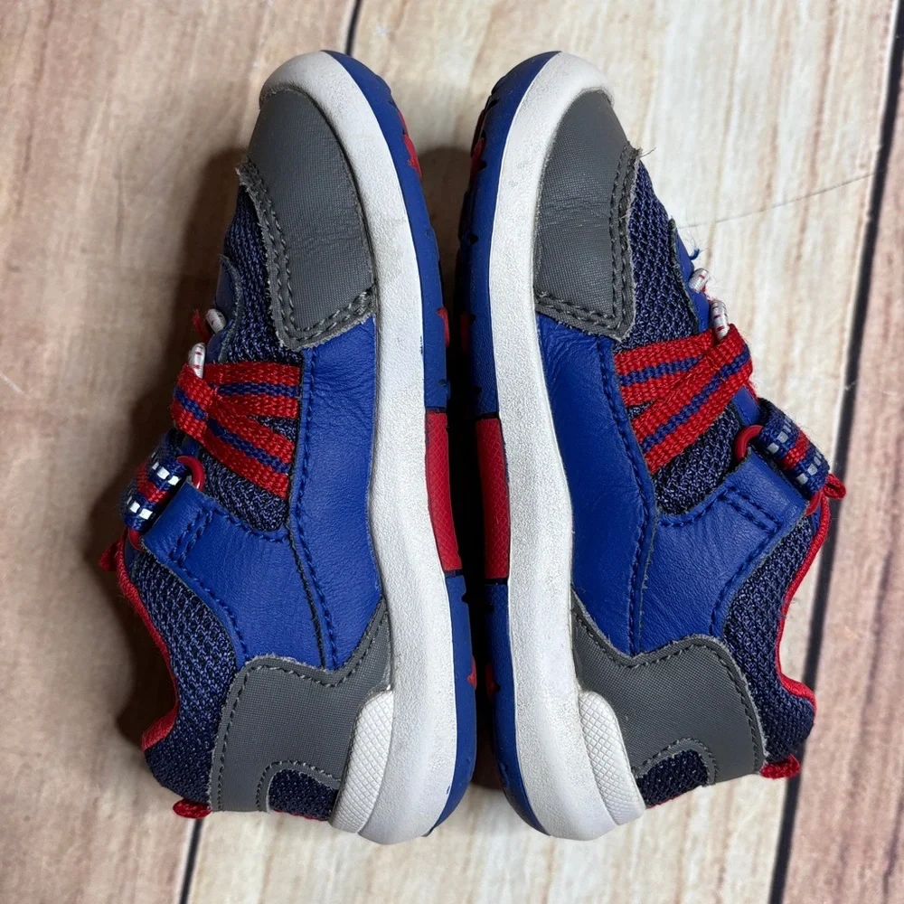 Stride Rite Velcro Closure Sneakers Blue And Red Boys Size 6 Wide Width - Picture 4 of 12